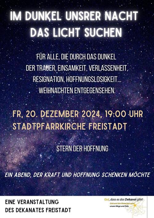 Einladung zu Weihnachten ohne dich mit dem Titel 'Im Dunkel der Nacht das Licht sehen'