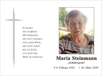 Trauerbild Maria Steinmann