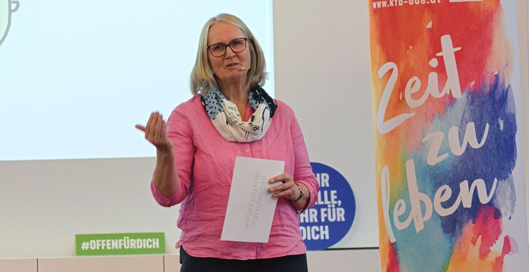 kfb oö-Vorsitzende Margit Schmidinger bei ihrem Impuls 'Sei gut zu dir, wir brauchen dich'