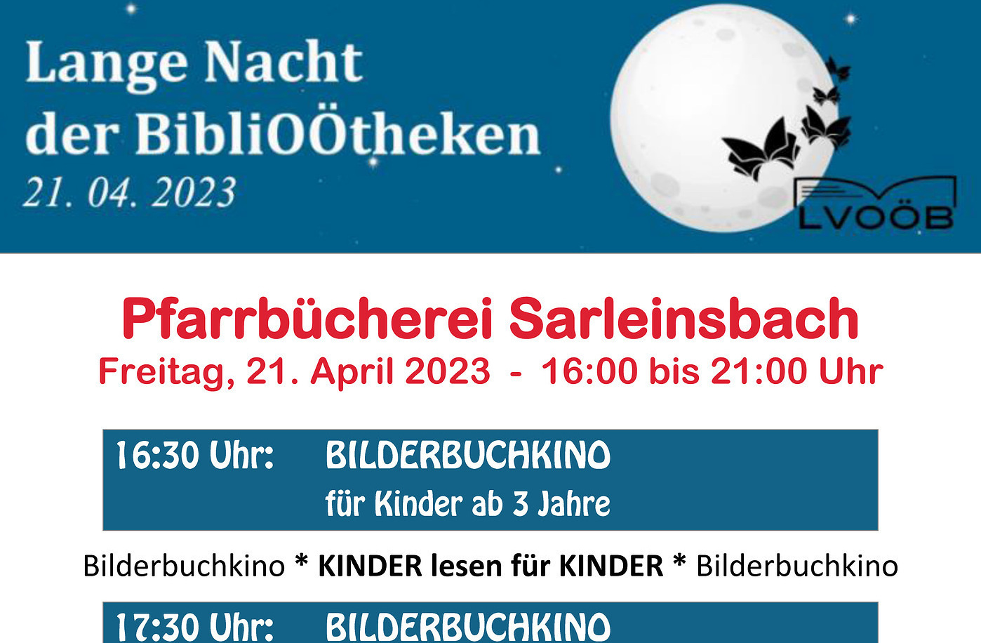 Lange Nacht der BibliOÖtheken, Einladung