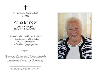 Anna Erlinger / Bestattung Kepplinger