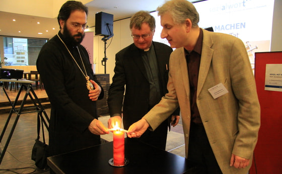 Metropolit Arsenios Kardamakis (Griech.-Orth. Kirche), Bischof Manfred Scheuer (Röm.-Kath. Kirche), Landessuperintendent Thomas Hennefeld (Evang. Kirche H.B.)