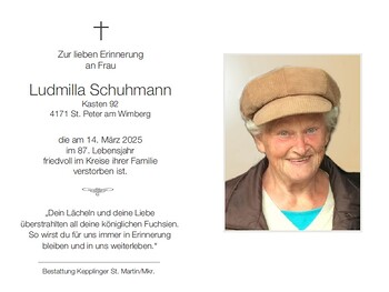 Ludmilla Schuhmann / Bestattung Kepplinger