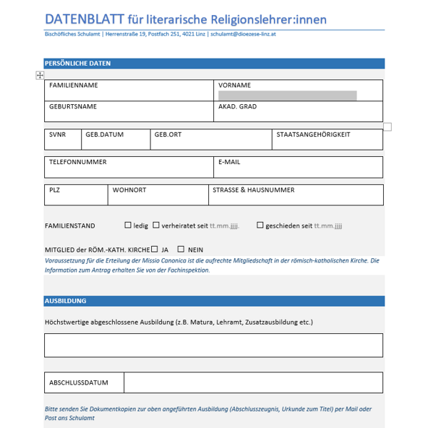 Datenblatt für literarische Religionslehrer:innen