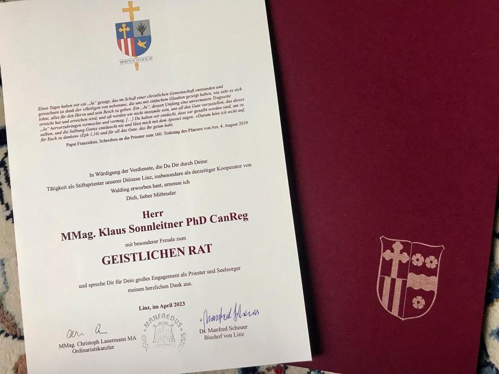 Urkunde / Klaus Sonnleitner Urkunde