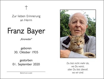 Trauerbild Franz Bayer