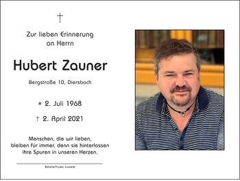 Trauerbild Hubert Zauner