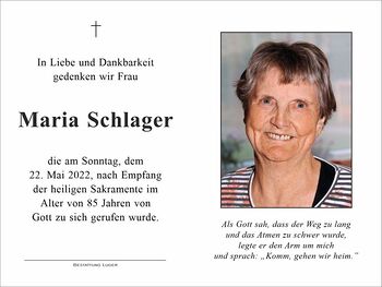 Trauerbild Maria Schlager