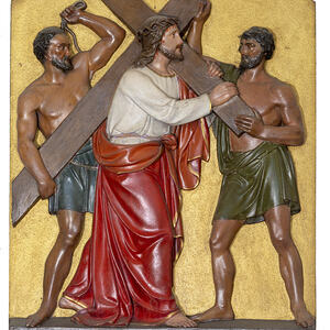 Simon von Zyrene hilft Jesus das Kreuz zu tragen