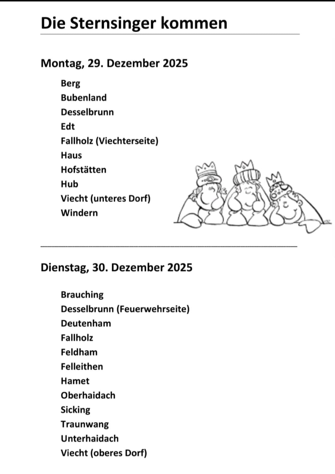 Sternsingertage / © Pfarrgemeinde St. Leonhard Desselbrunn Sternsingeraktion_2026