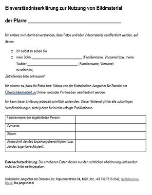 Vorlage Einverständniserklärung Bildmaterial