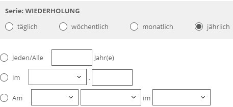 Serienwiederholung jährlich