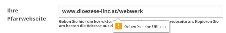 Webseite-Feld falsch ausgefüllt