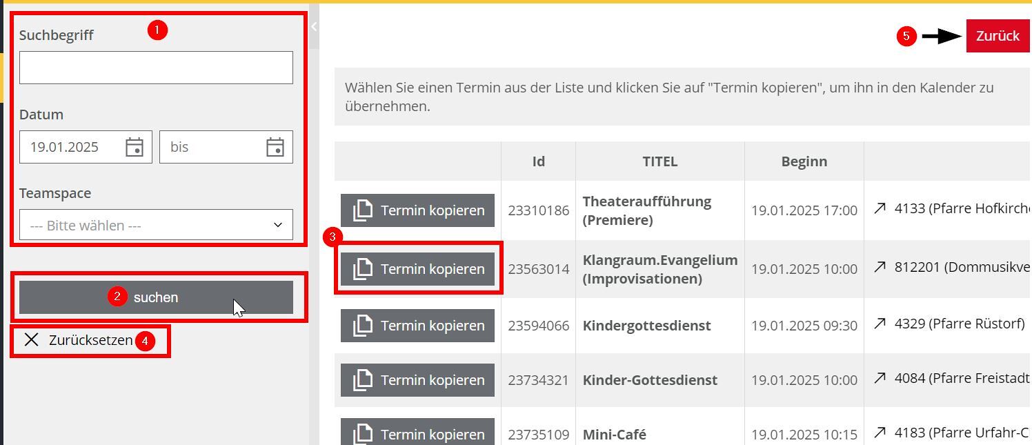 Termin kopieren / FB Kommunikation Termin kopieren