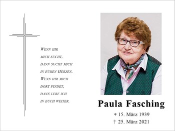 Trauerbild Paula Fasching