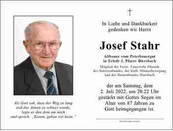 Trauerbild Josef Stahr