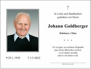 Trauerbild Johann Goldberger