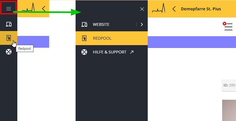 Redpool Section - Admin Navigation / © FB Kommunikation Redpool Section - Admin Navigation
