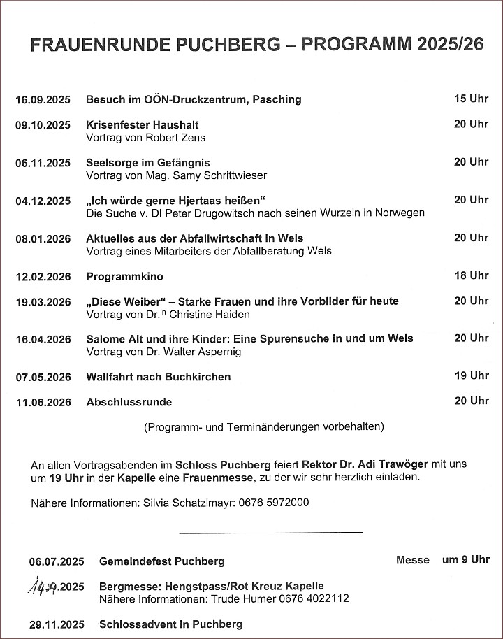 Termine / Frauenrunde Puchberg Termine