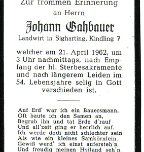 Verstorbene in unserer Pfarre 1962