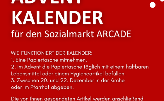 Der andere Adventkalender -  Spendenaktion für den Sozialmarkt Arcade