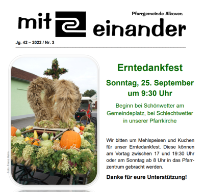 Cover Pfarrblatt Erntedank Erntekrone