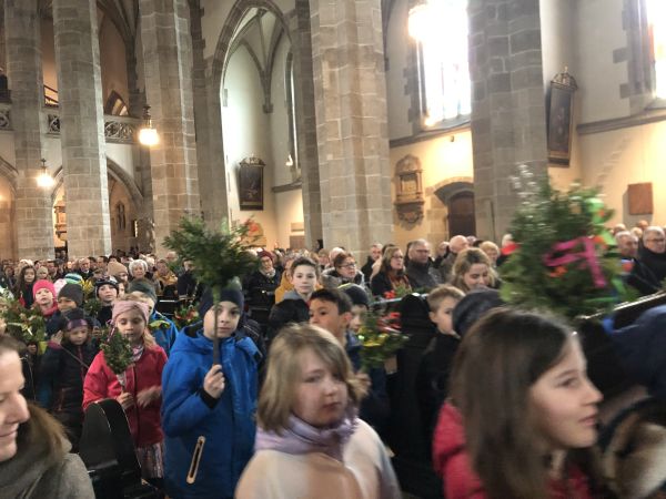 Palmsonntag in Eferding / ©Bild für die Pfarrbgemeinde Eferding/Julia Gaheis 'Die Kinder und das ganze Volk'