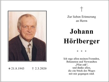 Trauerbild Johann Hörlberger