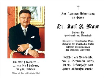 Trauerbild Dr. Karl Mayr