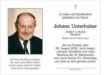 Trauerbild Johann Unterholzer