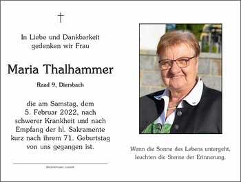 Trauerbild Maria Thalhammer