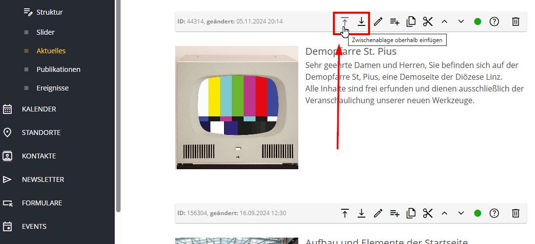 Redpool-Artikel einfügen / © FB Kommunikation Redpool-Artikel einfügen
