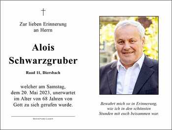 Trauerbild  Alois Schwarzgruber