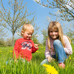 Kinder im Frühling