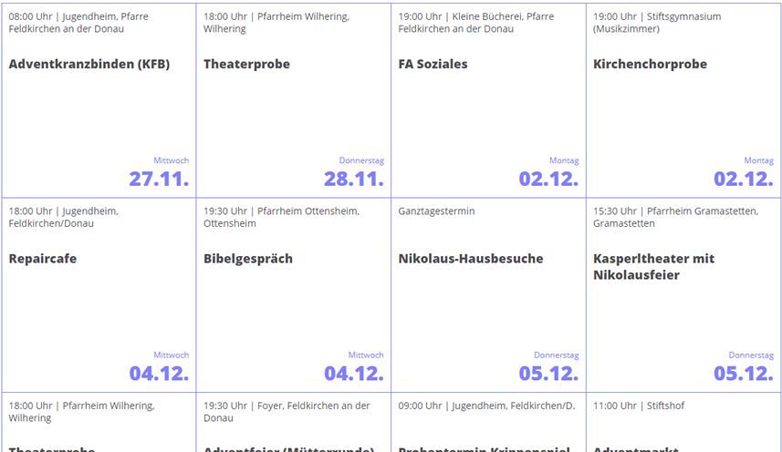 Screenshot Veranstaltungen Dekanat Ottensheim