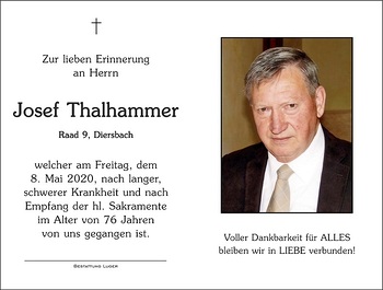 Trauerbild Josef Thalhammer