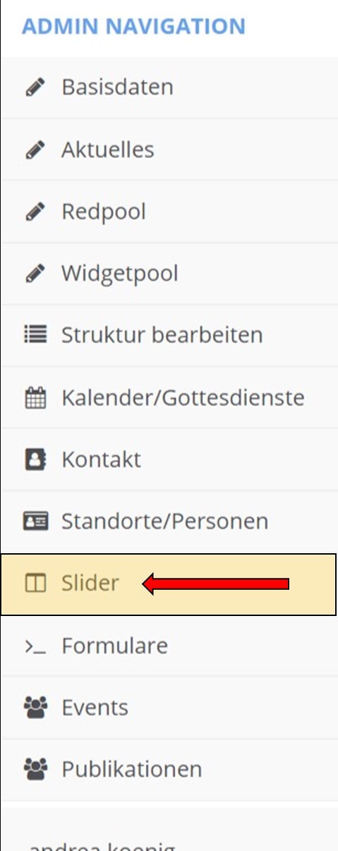 Admin Navigation - Slider