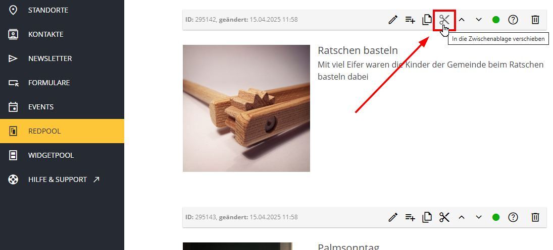 Redpool-Artikel ausscheiden / © FB Kommunikation Redpool-Artikel ausscheiden