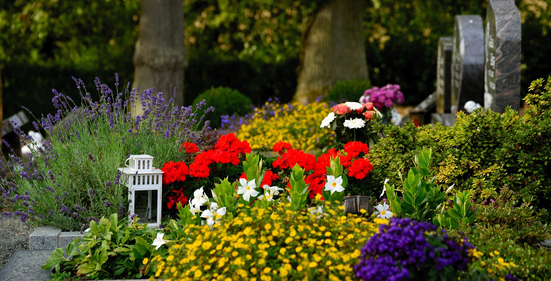 Friedhof Grab mit Blumen