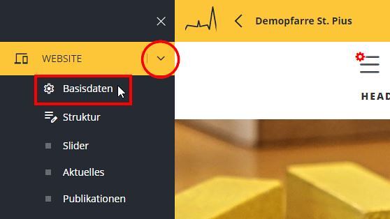 Admin Navigation - Basisdaten