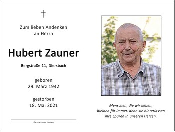 Trauerbild Hubert Zauner