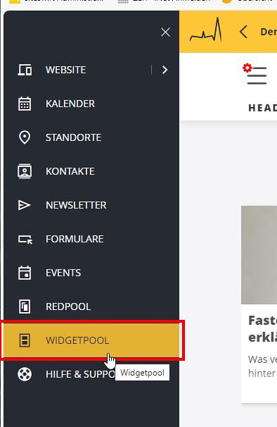 Widgetpool Admin-Navigation