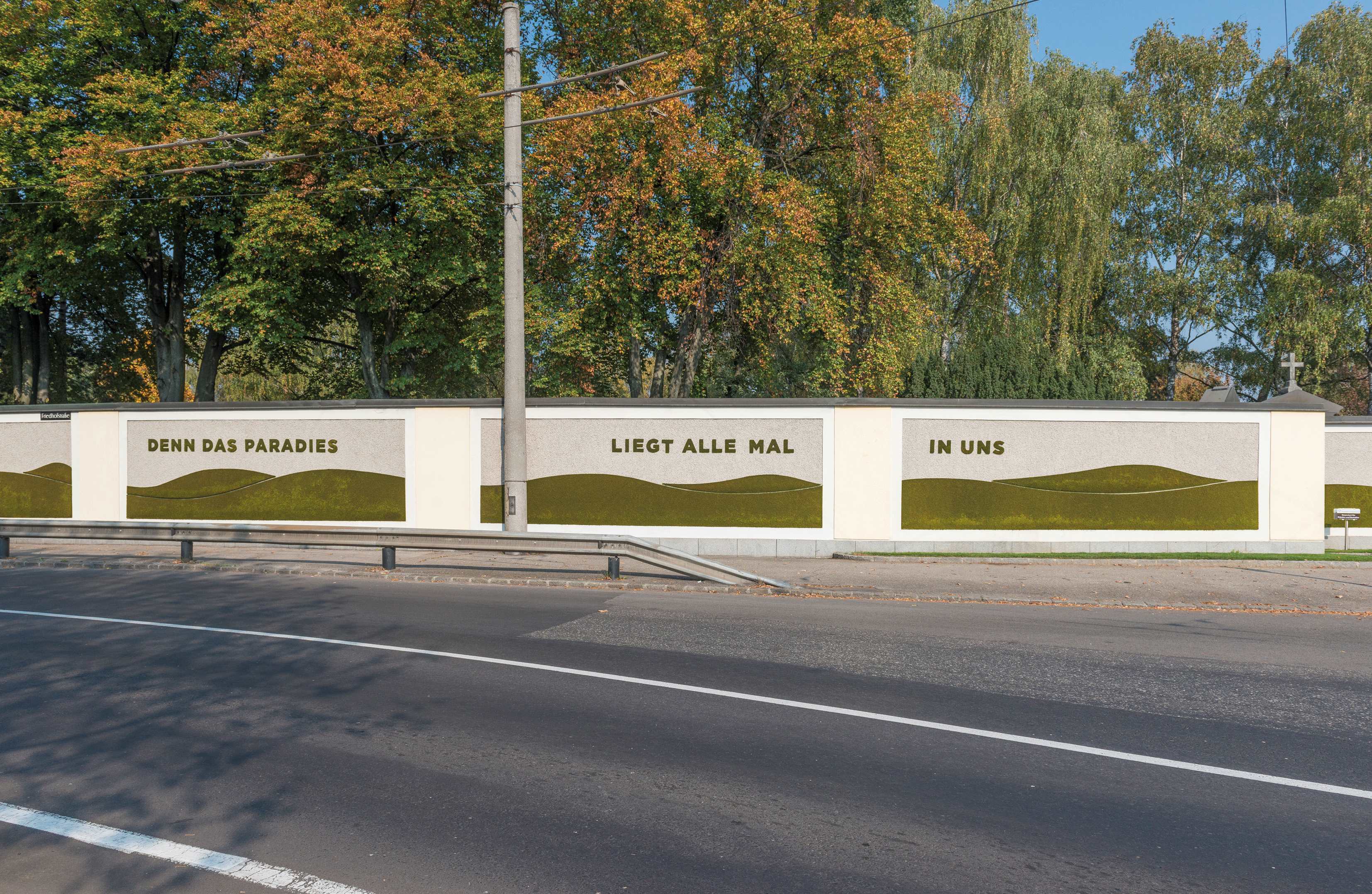 Gestaltung Südmauer an der Friedhofstraße, In uns das Paradies, Anna Katharina Loidl, 2018
