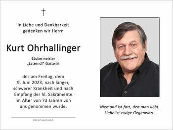 Trauerbild Kurt Ohrhallinger