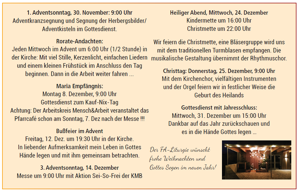 Advent und Weihnachten / Pfarrgemeinde Reichenau