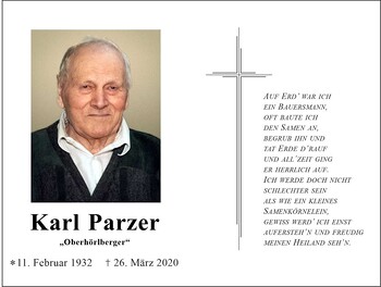 Trauerbild Karl Parzer