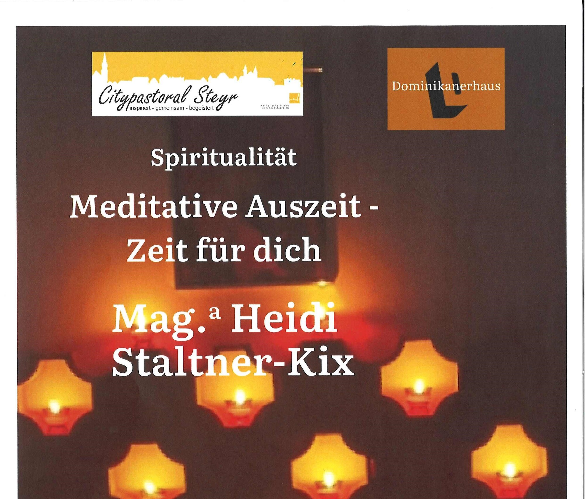 Plakat meditative Auszeit Kerzen und Daten