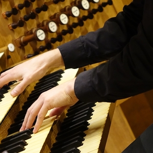 Dommusikassistent Gerhard Raab an der Rudigierorgel