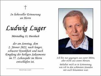 Trauerbild Ludwig Luger