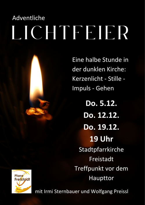 Lichtfeier in der Stadtpfarrkirche Freistadt mit Stille, Impuls, Innehalten